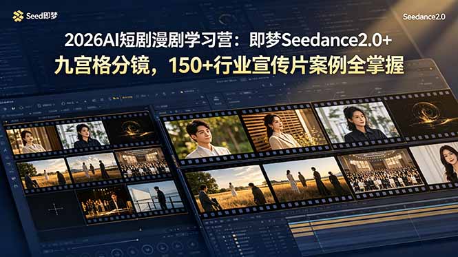 2026AI短剧漫剧学习营：即梦Seedance2.0+九宫格分镜，150+行业宣传片案例全掌握-伏羲SAAS