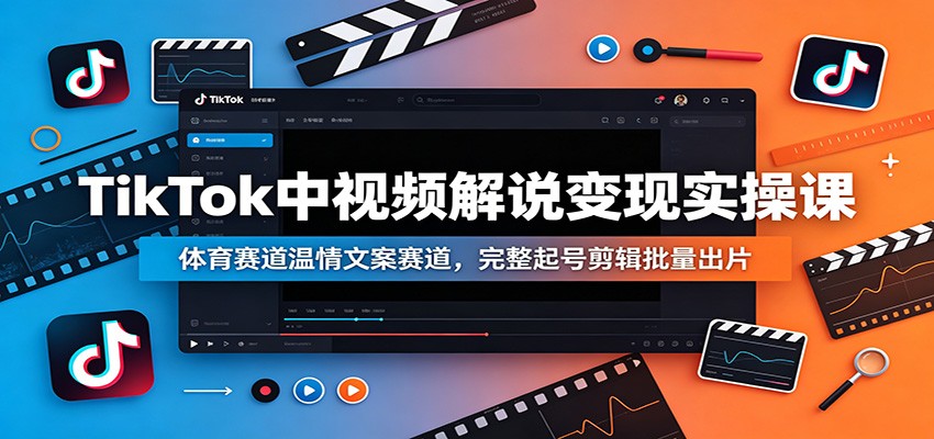 TikTok中视频解说变现实操课：体育赛道温情文案赛道，完整起号剪辑批量出片-伏羲SAAS
