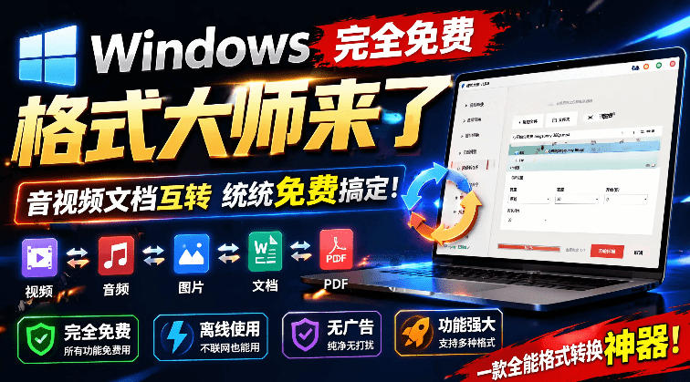 Windows完全免费格式大师来了，音视频文档互转统统免费搞定！免费无广，离线使用格式大师-伏羲SAAS