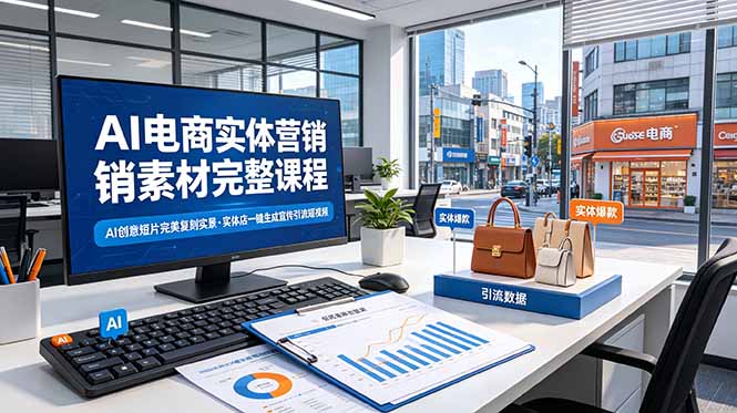 AI电商实体营销素材完整课程，AI创意短片完美复刻实景，实体店一键生成宣传引流短视频-伏羲SAAS