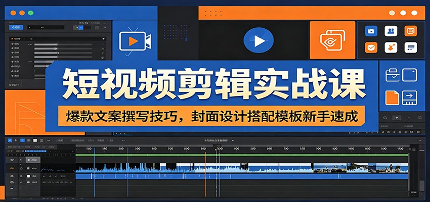 短视频剪辑实战课：爆款文案撰写技巧，封面设计搭配模板新手速成-伏羲SAAS