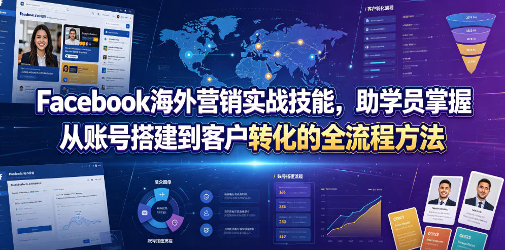 Facebook海外营销实战技能，助学员掌握从账号搭建到客户转化的全流程方法-伏羲SAAS