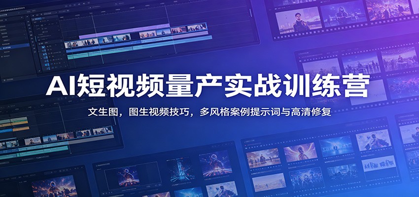 AI短视频量产实战训练营：文生图，图生视频技巧，多风格案例提示词与高清修复-伏羲SAAS