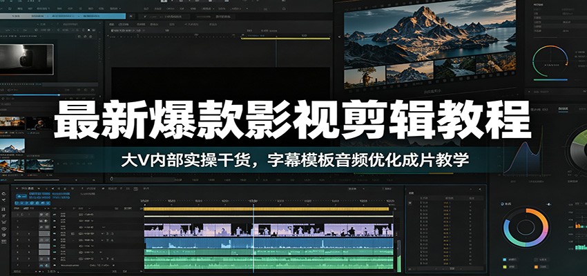 最新爆款影视剪辑教程：大V内部实操干货，字幕模板音频优化成片教学-伏羲SAAS