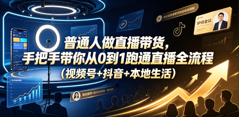 普通人做直播带货，手把手带你从0到1跑通直播全流程(视频号+抖音+本地生活)-伏羲SAAS