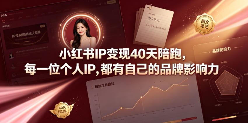小红书IP变现40天陪跑，每一位个人IP，都有自己的品牌影响力-伏羲SAAS