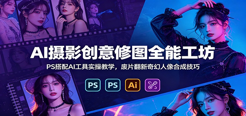 AI摄影创意修图全能工坊：PS搭配AI工具实操教学，废片翻新奇幻人像合成技巧-伏羲SAAS