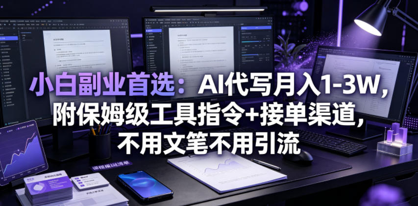 小白副业首选：AI代写月入1-3W，附保姆级工具指令+接单渠道，不用文笔不用引流【揭秘】-伏羲SAAS