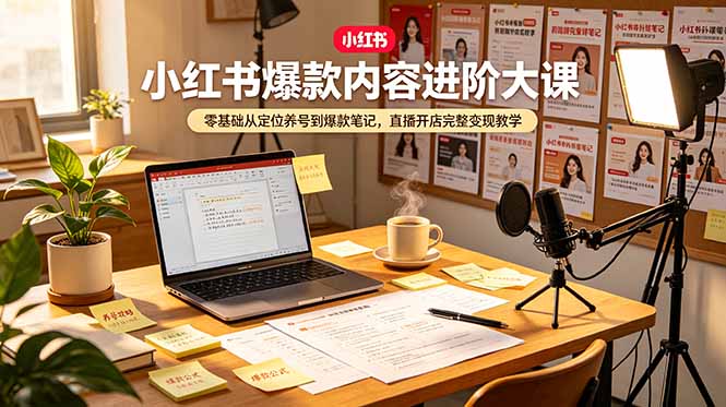 小红书爆款内容进阶大课，零基础从定位养号到爆款笔记，直播开店完整变现教学-伏羲SAAS