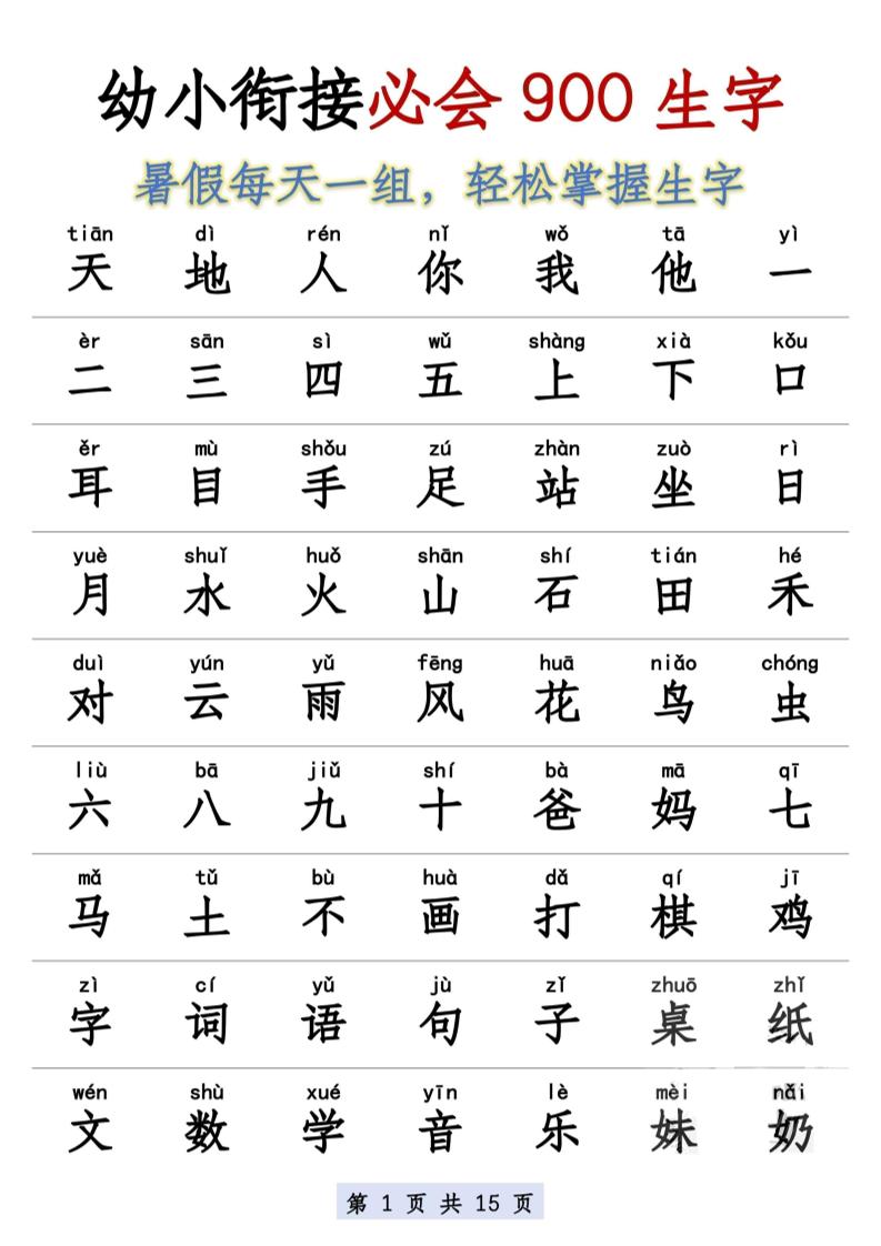 幼小衔接语文必会900生字-伏羲SAAS
