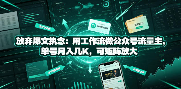 放弃爆文执念：用工作流做公众号流量主，单号月入几K，可矩阵放大-伏羲SAAS