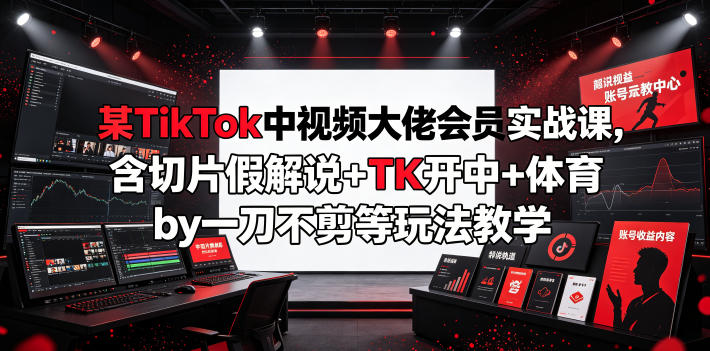 某TikTok中视频大佬会员实战课，含切片假解说+TK开中+体育by一刀不剪等玩法教学-伏羲SAAS