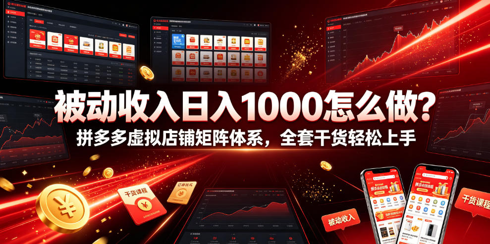 被动收入日入1000怎么做？拼多多虚拟店铺矩阵体系，全套干货轻松上手【揭秘】-伏羲SAAS