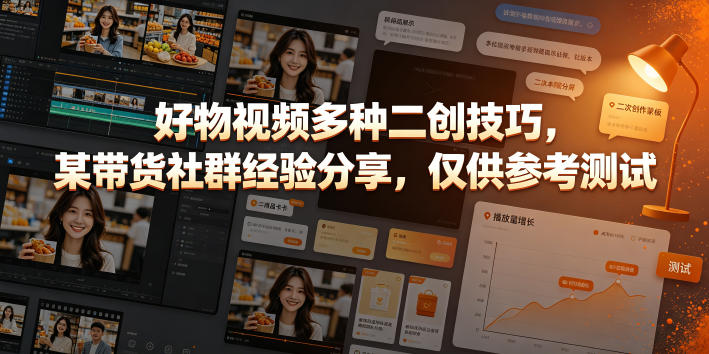 好物视频多种二创技巧，某带货社群经验分享，仅供参考测试-伏羲SAAS