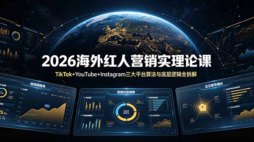 2026海外红人营销实理论课：TikTok+YouTube+Instagram三大平台算法与底层逻辑全拆解-伏羲SAAS