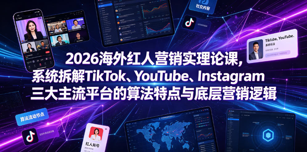 2026海外红人营销实理论课，系统拆解TikTok、YouTube、Instagram三大主流平台的算法特点与底层营销逻辑-伏羲SAAS