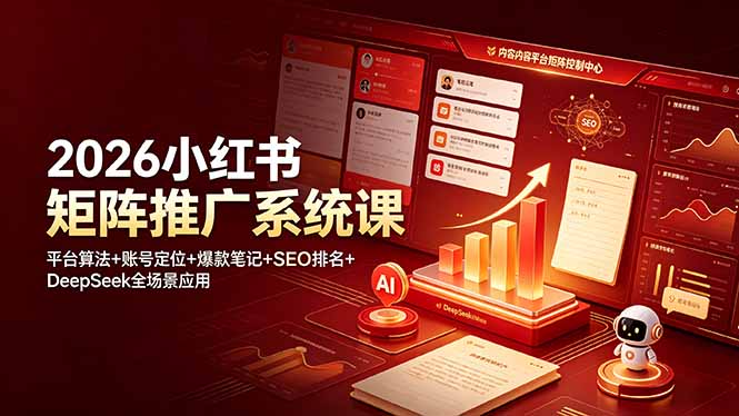 2026小红书矩阵推广系统课:平台算法+账号定位+爆款笔记+SEO排名+DeepSeek全场景应用-伏羲SAAS