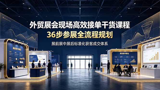 外贸展会现场高效接单干货课程，36步参展全流程规划，展前展中展后标准化获客成交体系-伏羲SAAS