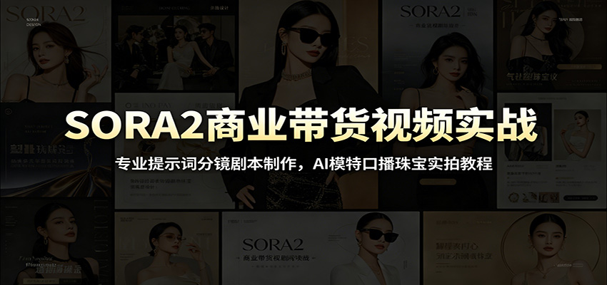 SORA2商业带货视频实战：专业提示词分镜剧本制作，AI模特口播珠宝实拍教程-伏羲SAAS