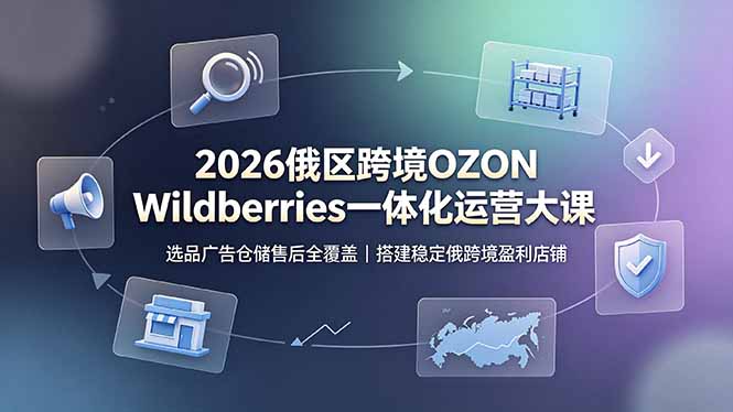 2026俄区跨境OZON Wildberries一体化运营大课，选品广告仓储售后全覆盖，搭建稳定俄跨境盈利店铺-伏羲SAAS
