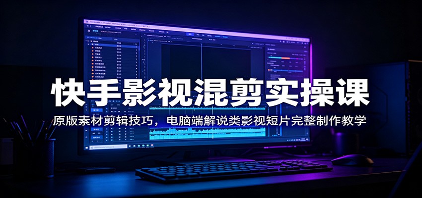 快手影视混剪实操课：原版素材剪辑技巧，电脑端解说类影视短片完整制作教学-伏羲SAAS