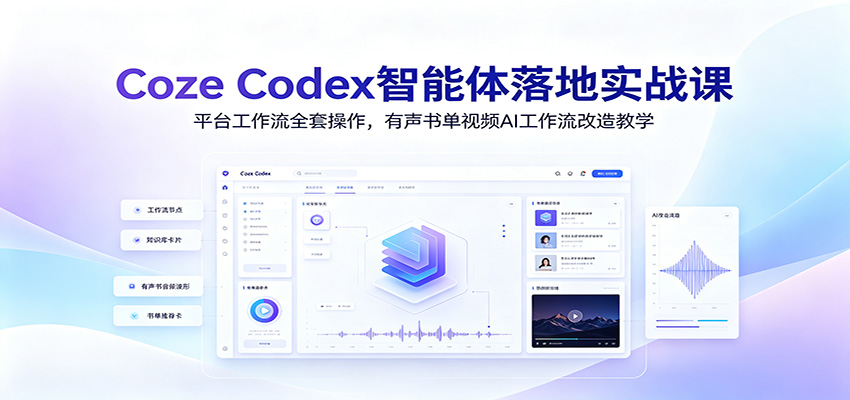 Coze Codex智能体落地实战课：平台工作流全套操作，有声书单视频AI工作流改造教学-伏羲SAAS