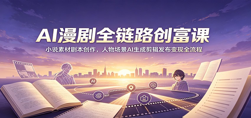 AI漫剧全链路创富课：小说素材剧本创作，人物场景AI生成剪辑发布变现全流程-伏羲SAAS