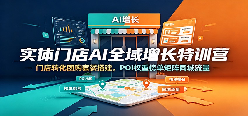 实体门店AI全域增长特训营：门店转化团购套餐搭建，POI权重榜单矩阵同城流量-伏羲SAAS