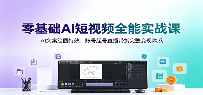 零基础AI短视频全能实战课：AI文案绘图特效，账号起号直播带货完整变现体系-伏羲SAAS