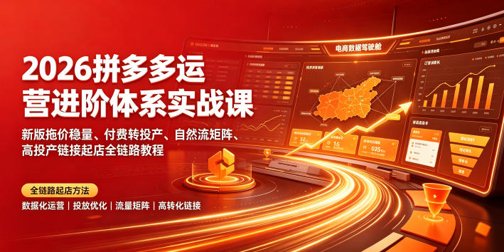 2026拼多多运营进阶体系实战课|新版拖价稳量、付费转投产、自然流矩阵、高投产链接起店全链路教程-伏羲SAAS
