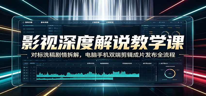 影视深度解说教学课:对标洗稿剧情拆解,电脑手机双端剪辑成片发布全流程-伏羲SAAS