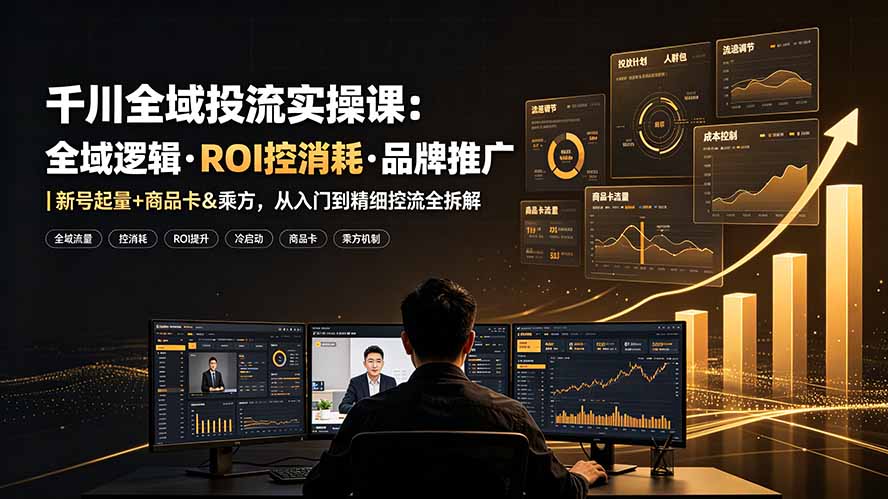 千川全域投流实操课:全域逻辑·ROI控消耗·品牌推广|新号起量+商品卡&乘方,从入门到精细控流全拆解-伏羲SAAS