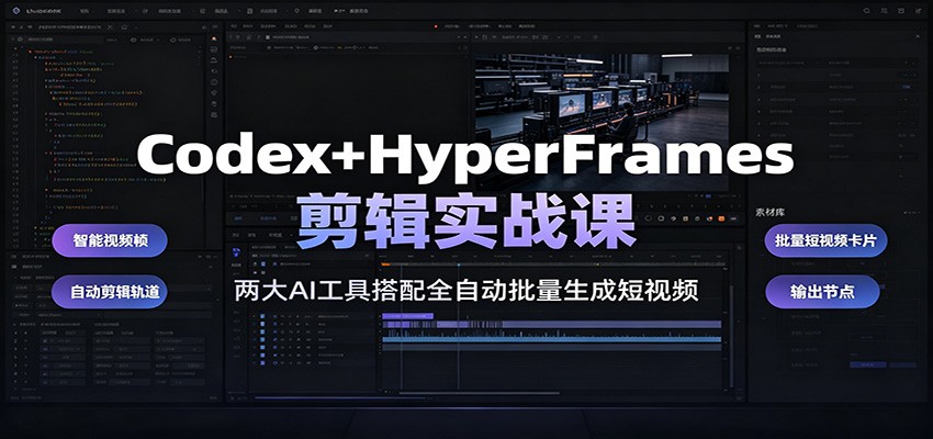 Codex+HyperFrames剪辑实战课:两大AI工具搭配全自动批量生成短视频-伏羲SAAS