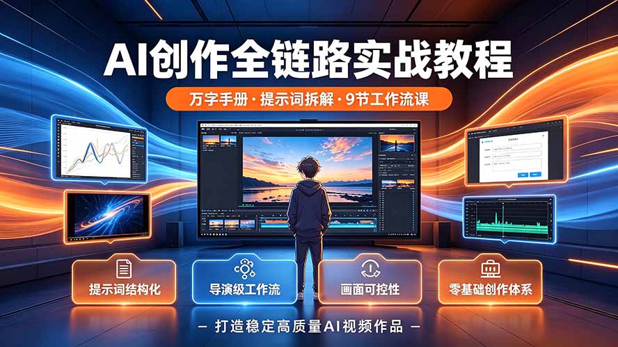 AI创作全链路实战教程|万字手册·提示词拆解·9节工作流课,打造稳定高质量AI视频作品-伏羲SAAS