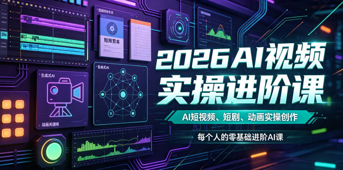 2026AI视频实操进阶课,AI短视频、短剧、动画实操创作,每个人的零基础进阶ai课-伏羲SAAS