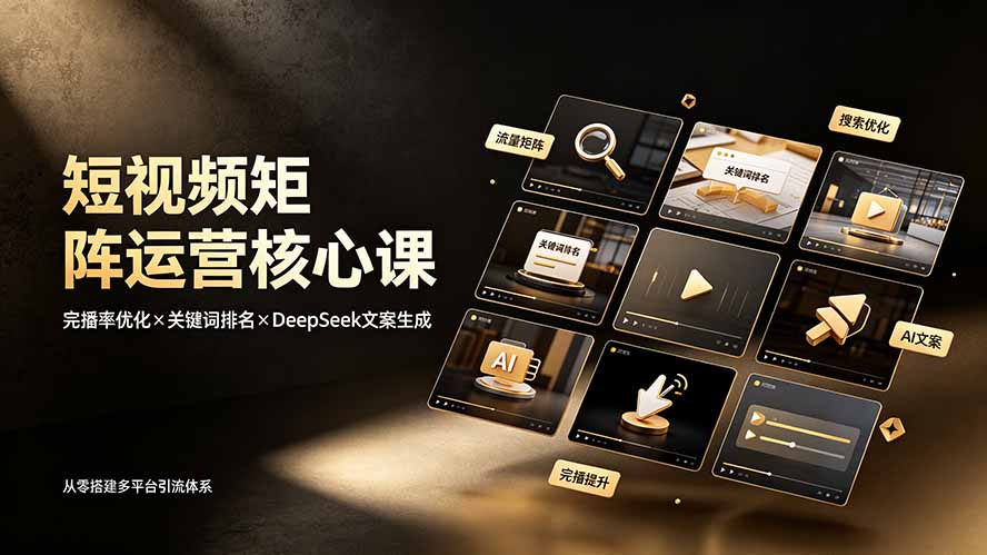 短视频矩阵运营核心课:完播率优化×关键词排名×DeepSeek文案生成,从零搭建多平台引流体系-伏羲SAAS