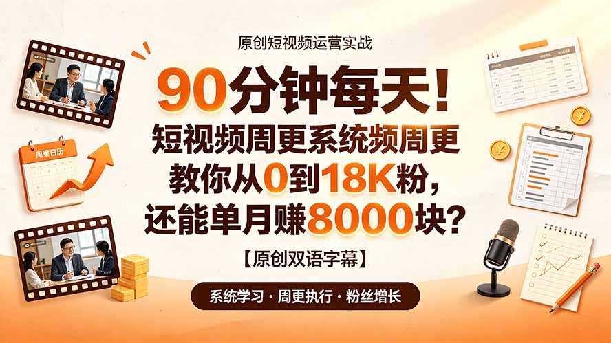 90 分钟每天!短视频周更系统教你从 0 到 18K 粉,还能单月赚 8000 块?【原创双语字幕】-伏羲SAAS