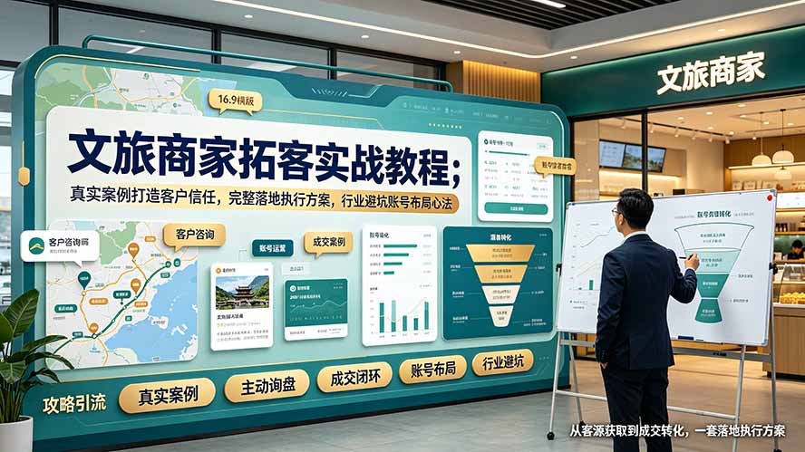 文旅商家拓客实战教程;真实案例打造客户信任,完整落地执行方案,行业避坑账号布局心法-伏羲SAAS