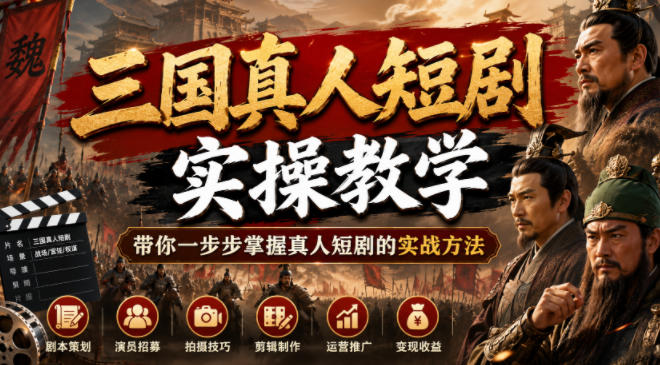 三国真人短剧实操教学,带你一步步掌握真人短剧的实战方法-伏羲SAAS