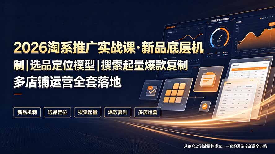 2026淘系推广实战课·新品底层机制|选品定位模型|搜索起量爆款复制多店铺运营全套落地教程-伏羲SAAS
