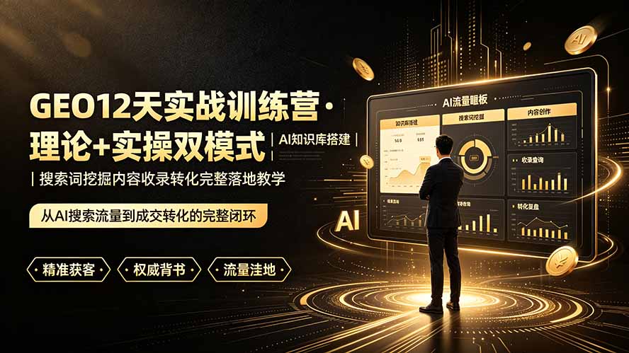 GEO12天实战训练营·理论+实操双模式|AI知识库搭建|搜索词挖掘内容收录转化完整落地教学-伏羲SAAS