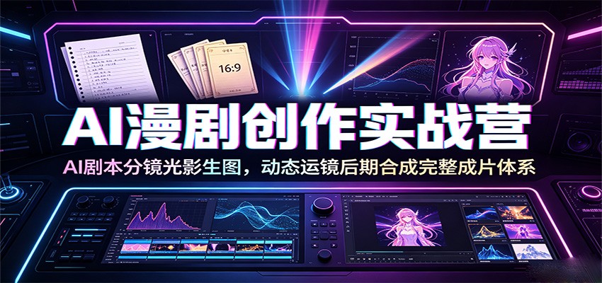 AI漫剧创作实战营:AI剧本分镜光影生图,动态运镜后期合成完整成片体系-伏羲SAAS