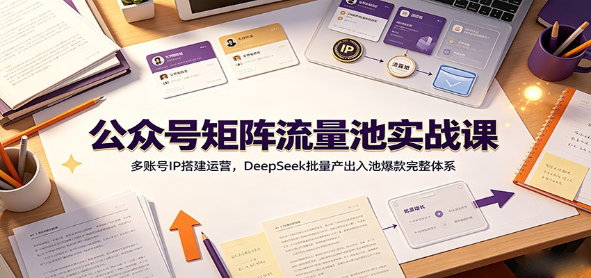 公众号矩阵流量池实战课:多账号IP搭建运营,DeepSeek批量产出入池爆款完整体系-伏羲SAAS