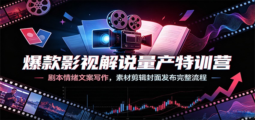爆款影视解说量产特训营:剧本情绪文案写作,素材剪辑封面发布完整流程-伏羲SAAS