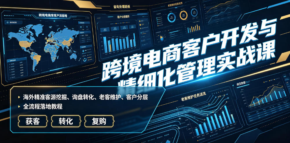跨境电商客户开发与精细化管理实战课|海外精准客源挖掘、询盘转化、老客维护、客户分层全流程落地教程-伏羲SAAS