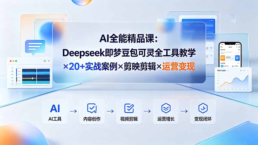 AI全能精品课:Deepseek即梦豆包可灵全工具教学×20+实战案例×剪映剪辑×运营变现-伏羲SAAS