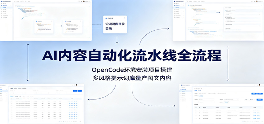 AI内容自动化流水线全流程:OpenCode环境安装项目搭建,多风格提示词库量产图文内容-伏羲SAAS