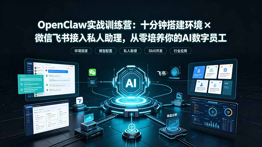 OpenClaw实战特训营:十分钟搭建环境×微信飞书接入私人助理,从零培养你的AI数字员工-伏羲SAAS