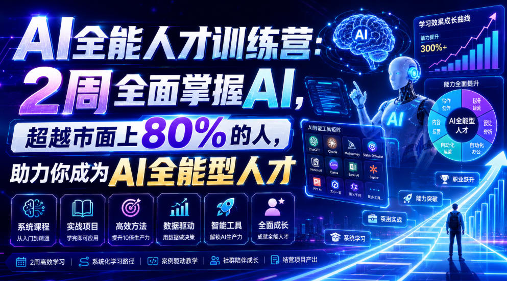 AI全能人才训练营:2周全面掌握AI,超越市面上80%的人,助力你成为AI全能型人才-伏羲SAAS