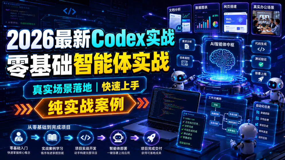 2026最新Codex实战零基础智能体实战,真实场景落地,快速上手,纯实战案例-伏羲SAAS